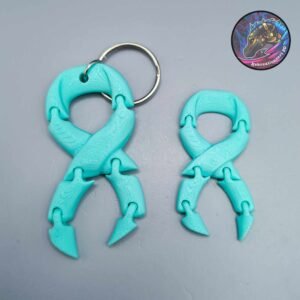 Turquoise awareness ribbon fidget keychains