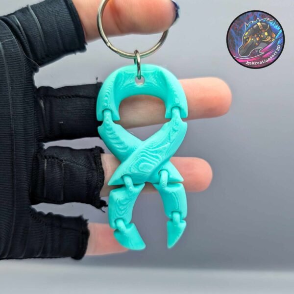 Turquoise awareness key chain 3D printed