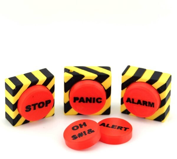 Big red button fidget clickers with different phrases