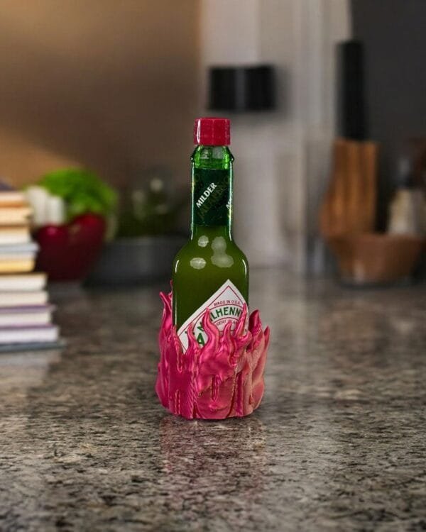 “Caution: Hot!” Flame Bottle Holder - Image 1