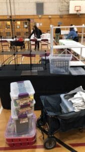 Beginning setup at Killarney Community Centre Holiday Market